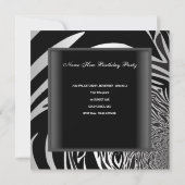Zebra Black Silver White 40th Birthday Party Kaart (Achterkant)