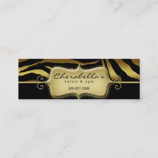 Zebra Bladwijzer Animal Gold Black Hartelijk dank Mini Visitekaartje (Voorkant)