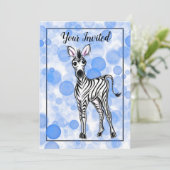 Zebra blauw bellengompatroon kaart (Staand voorkant)