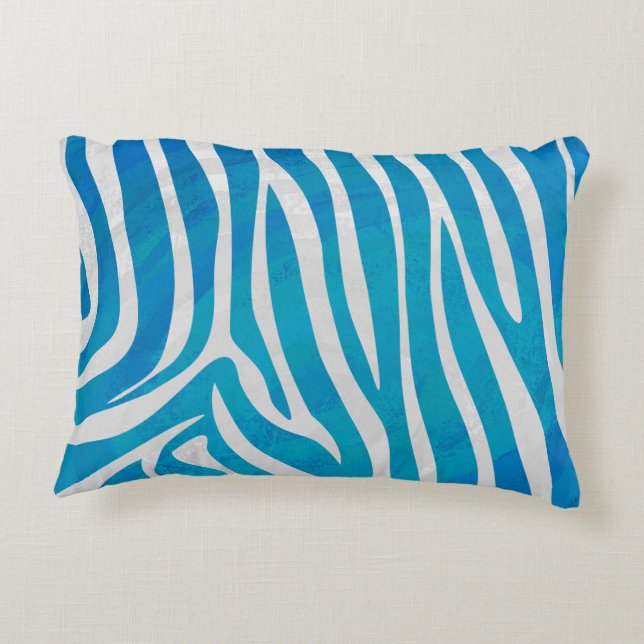 Zebra Blauw en wit afdrukken Decoratief Kussen (Achterkant)