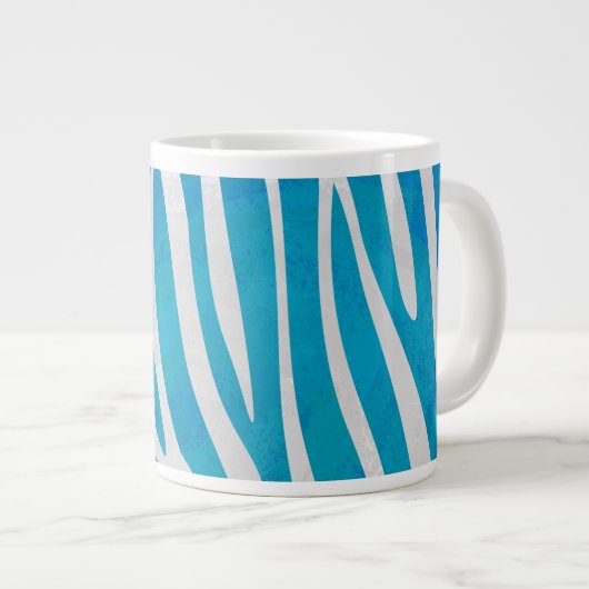 Zebra Blauw en wit afdrukken Grote Koffiekop (Voorkant rechts)