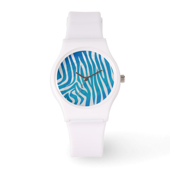 Zebra Blauw en wit afdrukken Horloge (Voorkant)