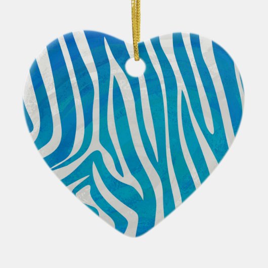 Zebra Blauw en wit afdrukken Keramisch Ornament (Voorkant)