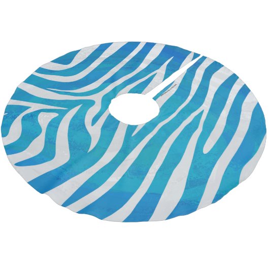 Zebra Blauw en wit afdrukken Kerstboom Rok (Gekanteld)