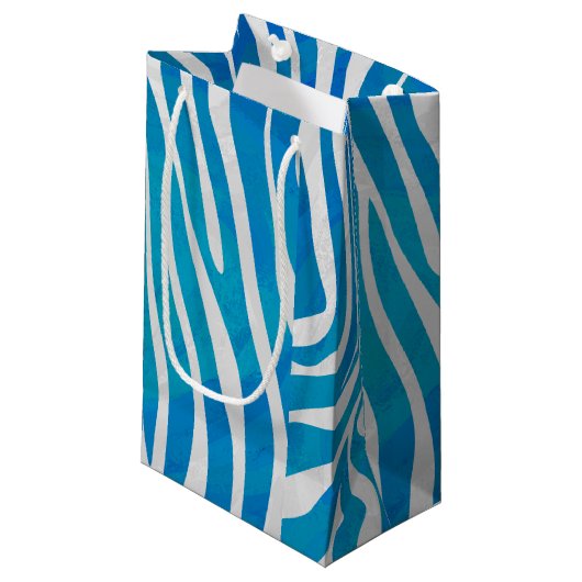 Zebra Blauw en wit afdrukken Klein Cadeauzakje (Voorkant Gekanteld)
