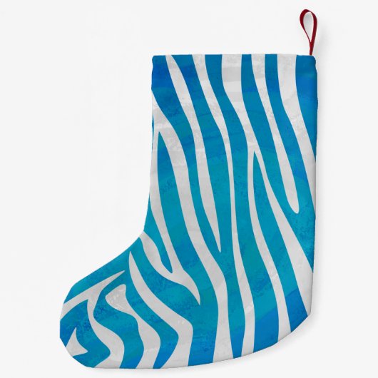 Zebra Blauw en wit afdrukken Kleine Kerstsok (Achterkant)