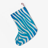 Zebra Blauw en wit afdrukken Kleine Kerstsok (Achterkant (Hangend))