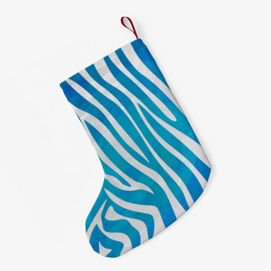 Zebra Blauw en wit afdrukken Kleine Kerstsok (Achterkant (Hangend))
