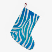 Zebra Blauw en wit afdrukken Kleine Kerstsok (Voorkant (Hangend))