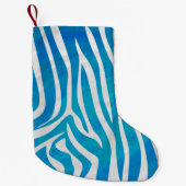 Zebra Blauw en wit afdrukken Kleine Kerstsok (Voorkant)