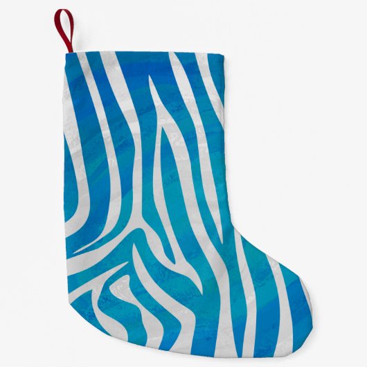 Zebra Blauw en wit afdrukken Kleine Kerstsok (Voorkant)