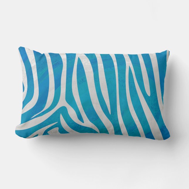 Zebra Blauw en wit afdrukken Kussen (Voorkant)