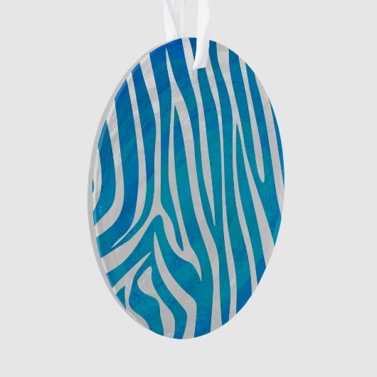 Zebra Blauw en wit afdrukken Ornament (voorkant)
