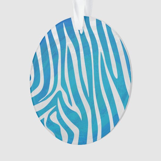 Zebra Blauw en wit afdrukken Ornament (voorkant)