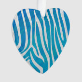 Zebra Blauw en wit afdrukken Ornament (voorkant)
