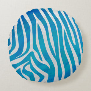 Zebra Blauw en wit afdrukken Rond Kussen