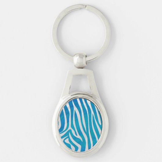 Zebra Blauw en wit afdrukken Sleutelhanger (Voorkant)
