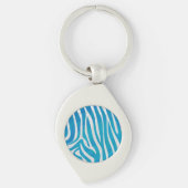 Zebra Blauw en wit afdrukken Sleutelhanger (Voorkant)