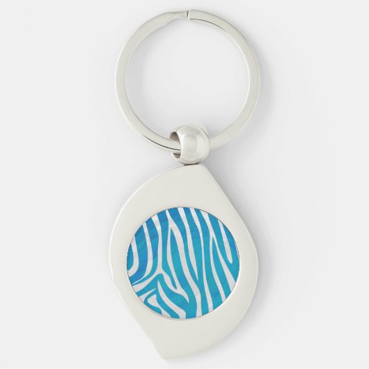 Zebra Blauw en wit afdrukken Sleutelhanger (Voorkant)