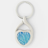 Zebra Blauw en wit afdrukken Sleutelhanger (Voorkant)