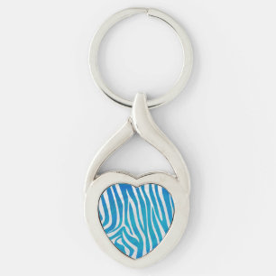 Zebra Blauw en wit afdrukken Sleutelhanger