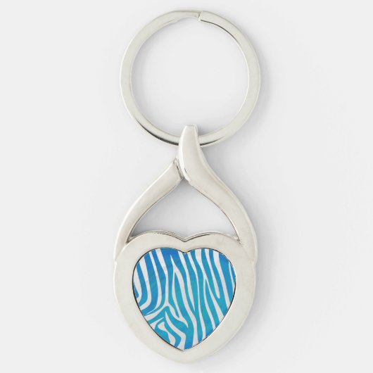Zebra Blauw en wit afdrukken Sleutelhanger (Voorkant)