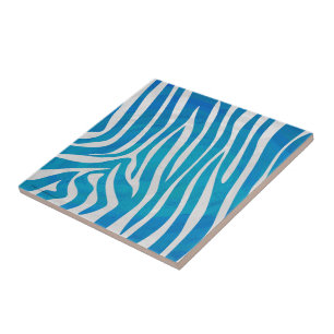 Zebra Blauw en wit afdrukken Tegeltje