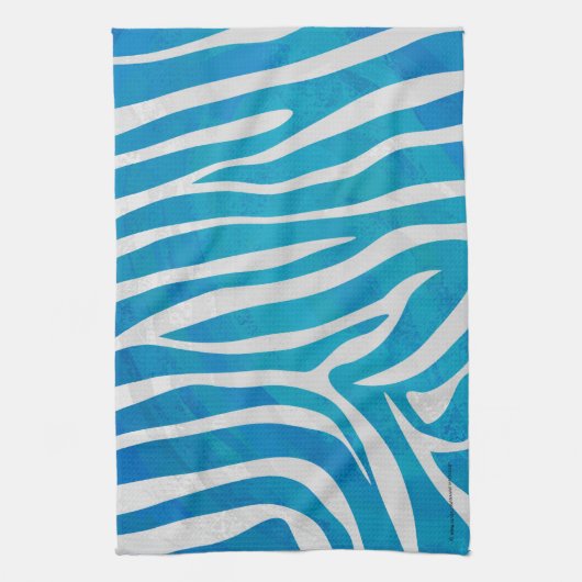 Zebra Blauw en wit afdrukken Theedoek (Verticaal)