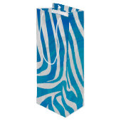Zebra Blauw en wit afdrukken Wijn Cadeautas (Achterkant Gekanteld)