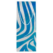 Zebra Blauw en wit afdrukken Wijn Cadeautas (Achterkant)