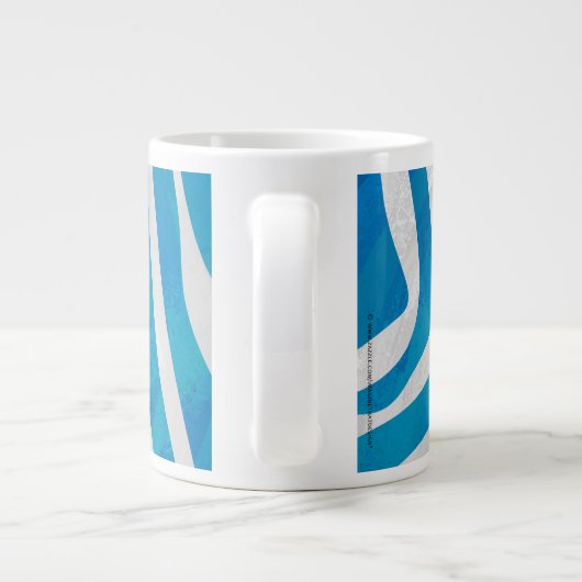 Zebra blauw en wit met monogram grote koffiekop (Achterkant)