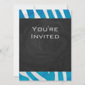 Zebra blauw en wit met monogram kaart (Voorkant)