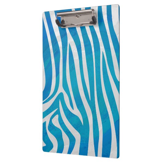 Zebra blauw en wit met monogram klembord (Links)