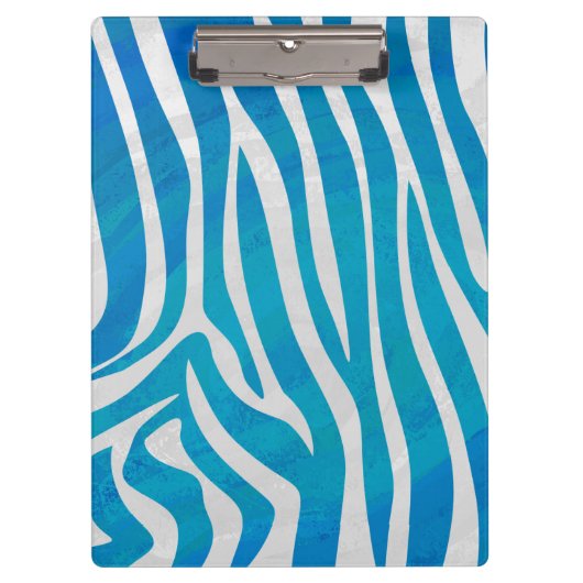 Zebra blauw en wit met monogram klembord (Voorkant)