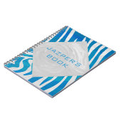 Zebra blauw en wit met monogram notitieboek (Linkerzijde)