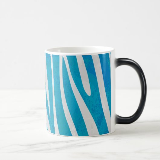Zebra Blauw en Wit Print Magische Mok (Rechts)
