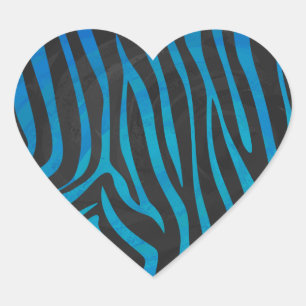 Zebra Blauw en zwart afdrukken Hart Sticker