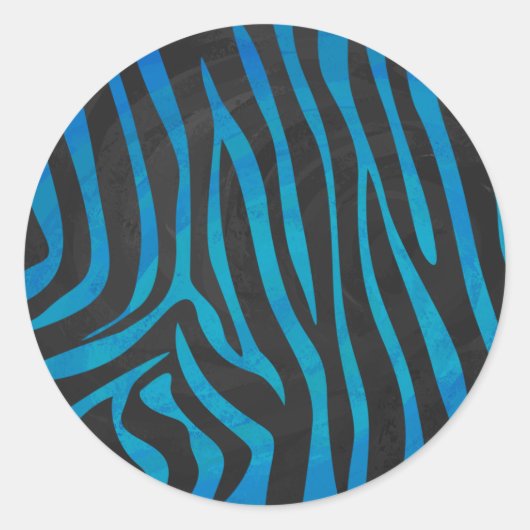 Zebra Blauw en zwart afdrukken Ronde Sticker (Voorkant)