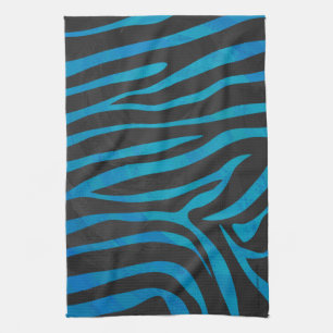 Zebra Blauw en zwart afdrukken Theedoek