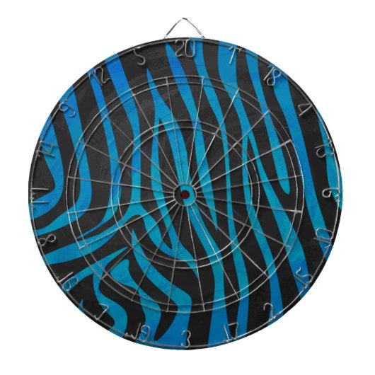 Zebra Blauw en Zwart Print Dartbord (Voorkant)