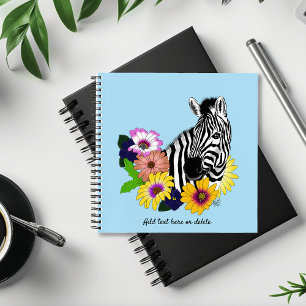 Zebra Blauw Kleurrijk Madeliefje Bloemendierentuin Notitieboek