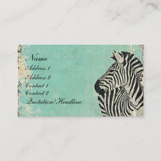  Zebra blauw Visitekaartje/Labels Visitekaartje (Voorkant)