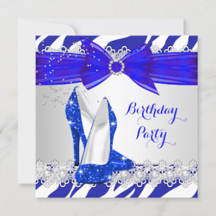 Zebra Blauw Witte Blauwe Hak Kant Parel Verjaardag Kaart