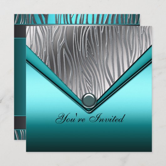 Zebra Blauwgroen Blauw 21e verjaardagsfeest Kaart (Voorkant / Achterkant)