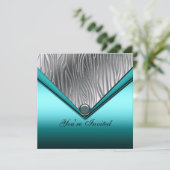 Zebra Blauwgroen Blauw 21e verjaardagsfeest Kaart (Staand voorkant)