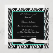 Zebra Blauwgroen Blauw, de Uitnodiging van de Witt (Voorkant / Achterkant)