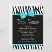Zebra Blauwgroen blauw gedrukt Baby shower Kaart (Voorkant)