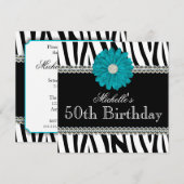 Zebra Blauwgroen Dagen Gedrukte Pareltjes 50e verj Kaart (Voorkant / Achterkant)