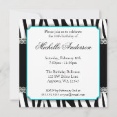 Zebra Blauwgroen Dagen Gedrukte Pareltjes 50e verj Kaart (Achterkant)