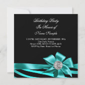 Zebra Blauwgroen Silver Jewel Black Elegant Party Kaart (Achterkant)